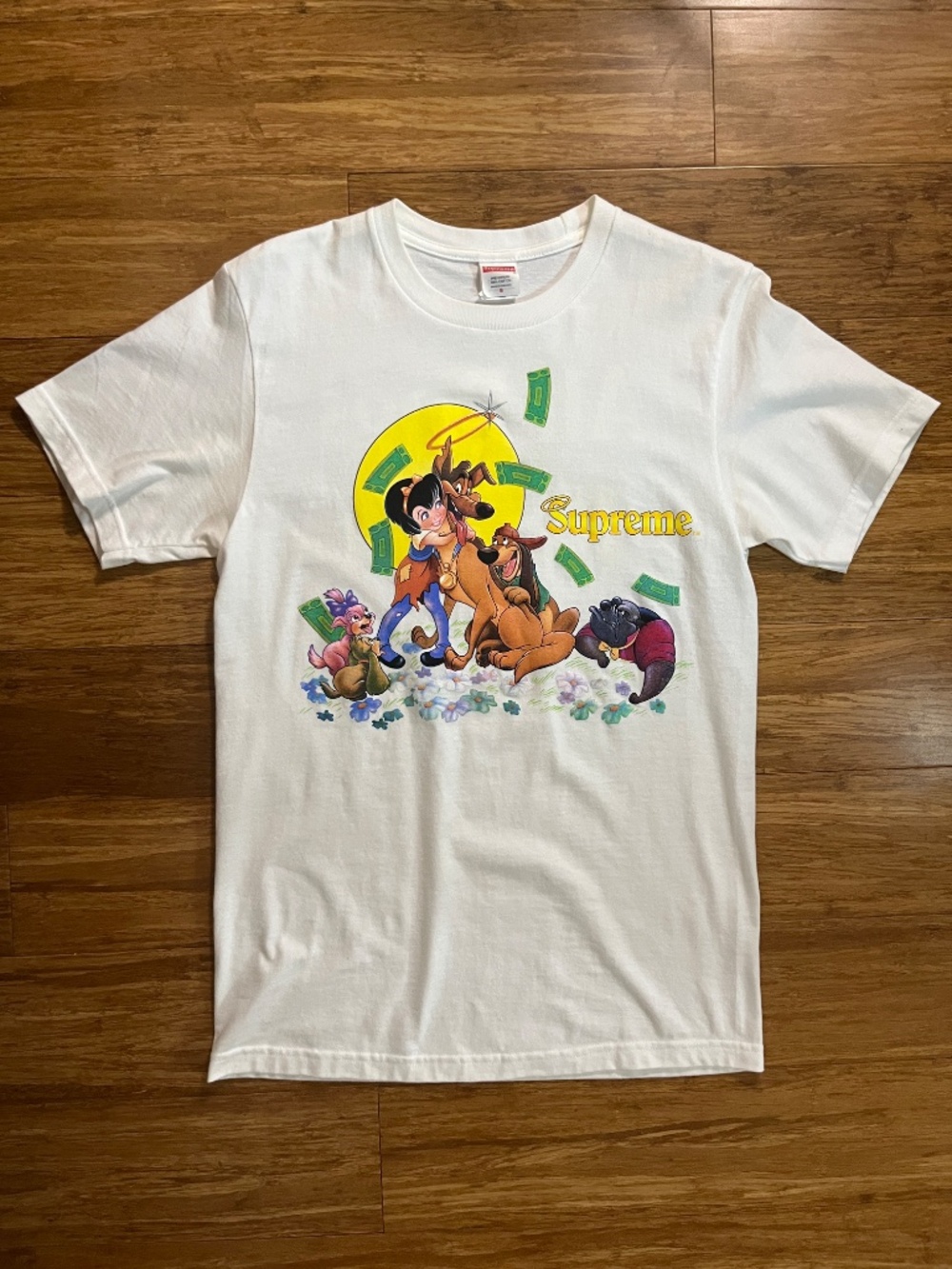 Supreme ALL DOGS GO TO HEAVEN white T Size S